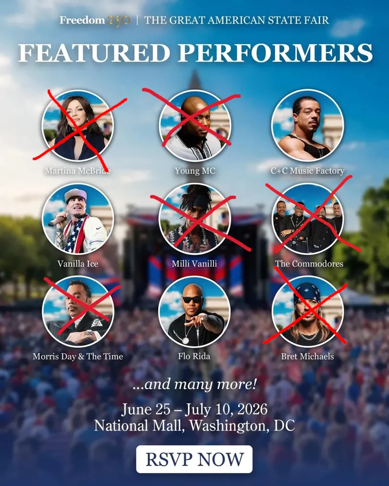 Freedom250 Featured Performers lineup poster